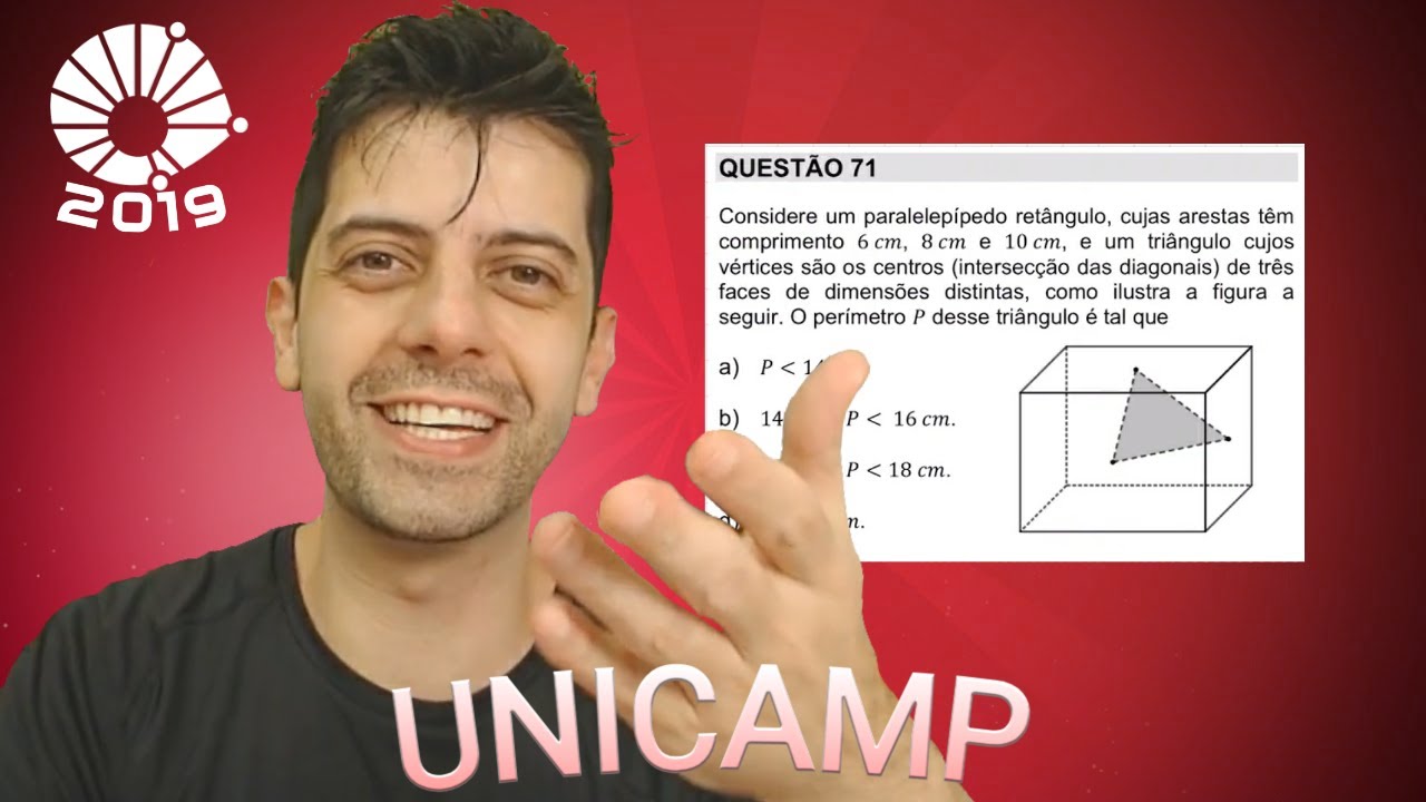 UNICAMP 2019 - Q71 Mat - Considere um paralelepípedo retângulo, cujas arestas têm