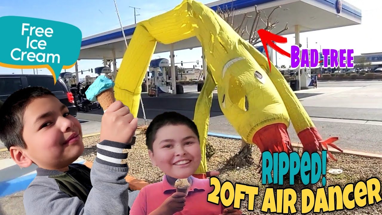 Free Ice Cream Ripped 20Ft Green Air Dancer!🍦😬