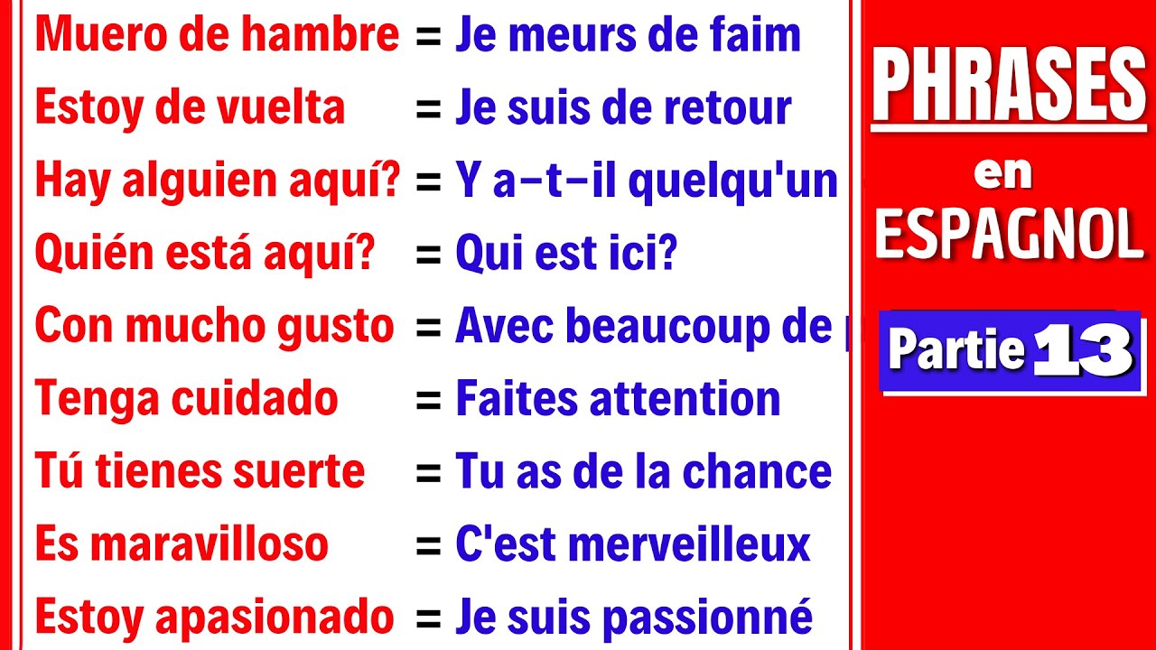Liste des PHRASES super utiles pour apprendre l'espagnol | Cours d'espagnol débutant 🔹Partie 13