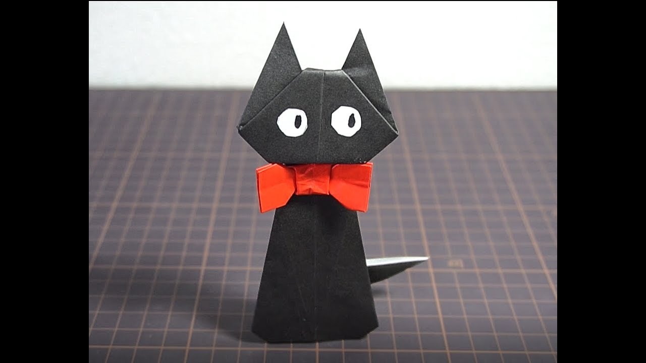 折り紙でキャラクターをジブリ魔女の宅急便のジジを折ってみた
