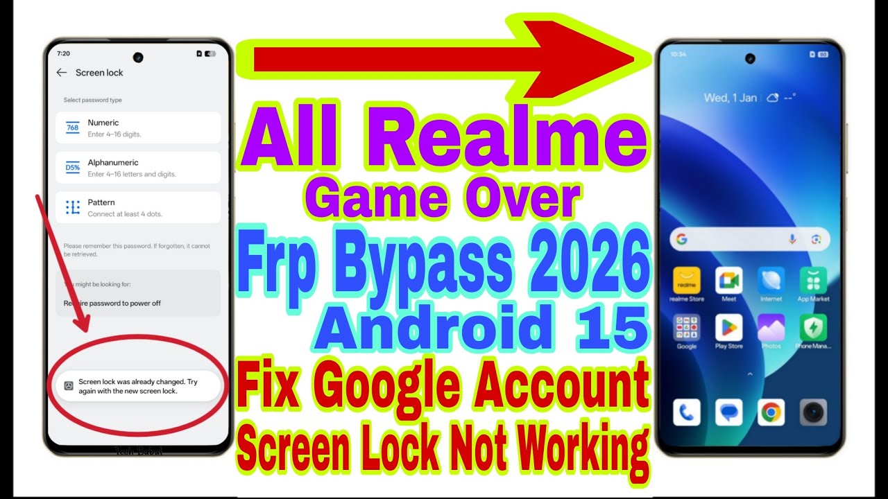 Screen Lock Not Working || All Realme Android 15 Frp Bypass 2026/Fix Google Account/Reset Frp Lock