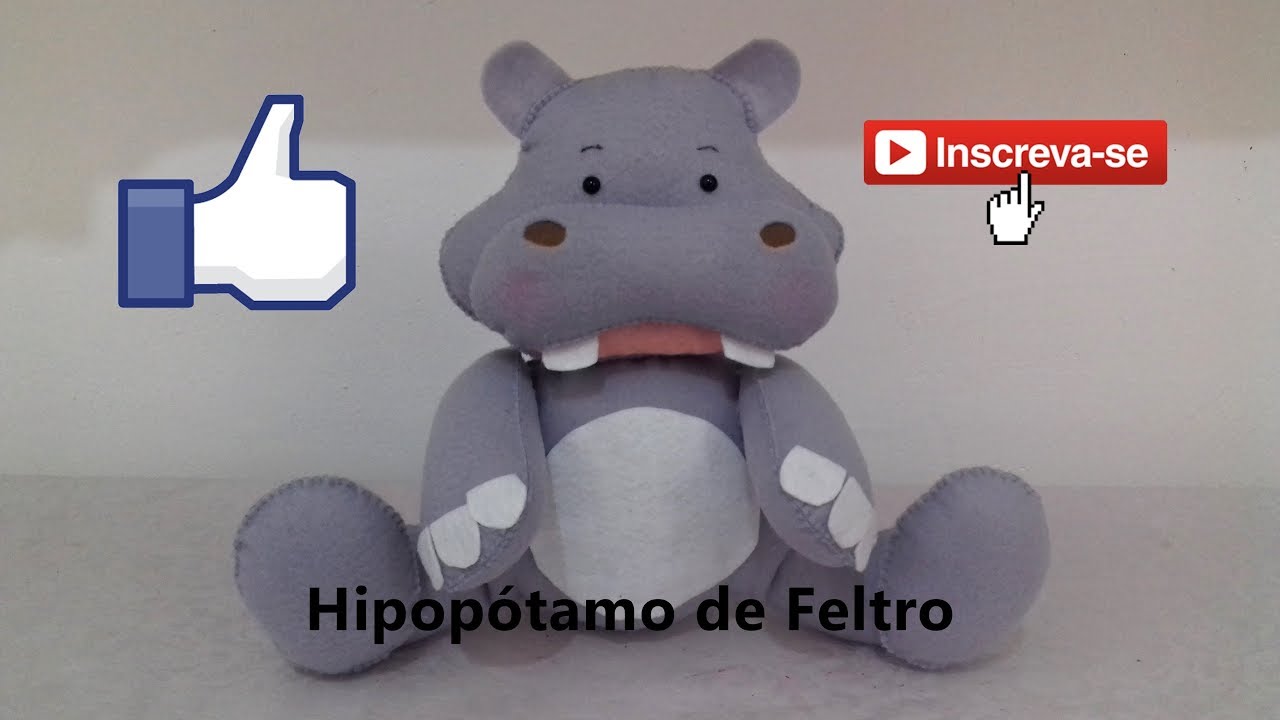Hipopótamo de Feltro com Molde e Passo a Passo