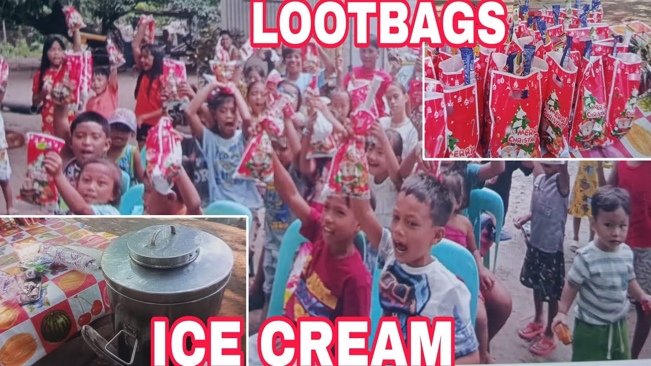 Namigay ng mga lootbags at ice cream para sa mga bata 