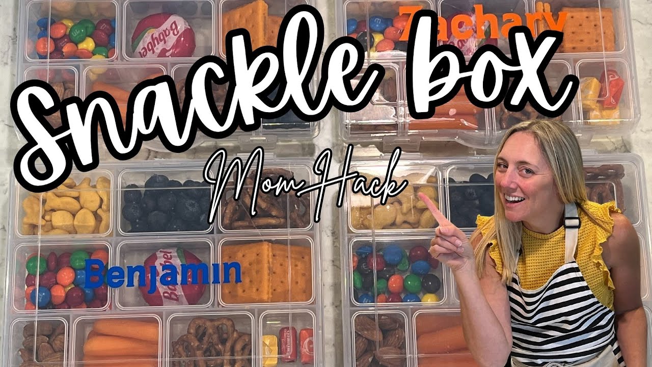 Mom Hack!  Kid snack box for road trips. #snacksforkids