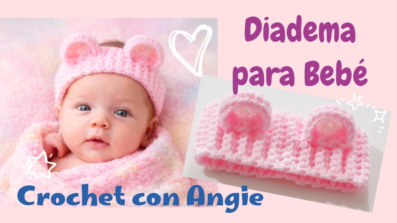 Diadema para bebé con orejitas. Bonita y fácil 😍