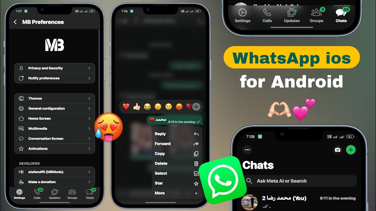 تحديث نسخة واتساب الايفون للأندرويد MBWhatsApp