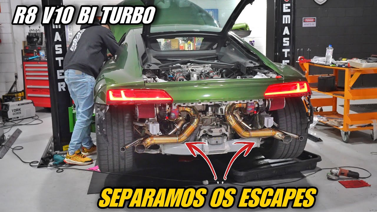 R8 V10 BI TURBO 🔥 REFIZEMOS TODO O ESCAPE EM BUSCA DO SOM DE JATO ✈️ + DEU RUIM NO ACELERO