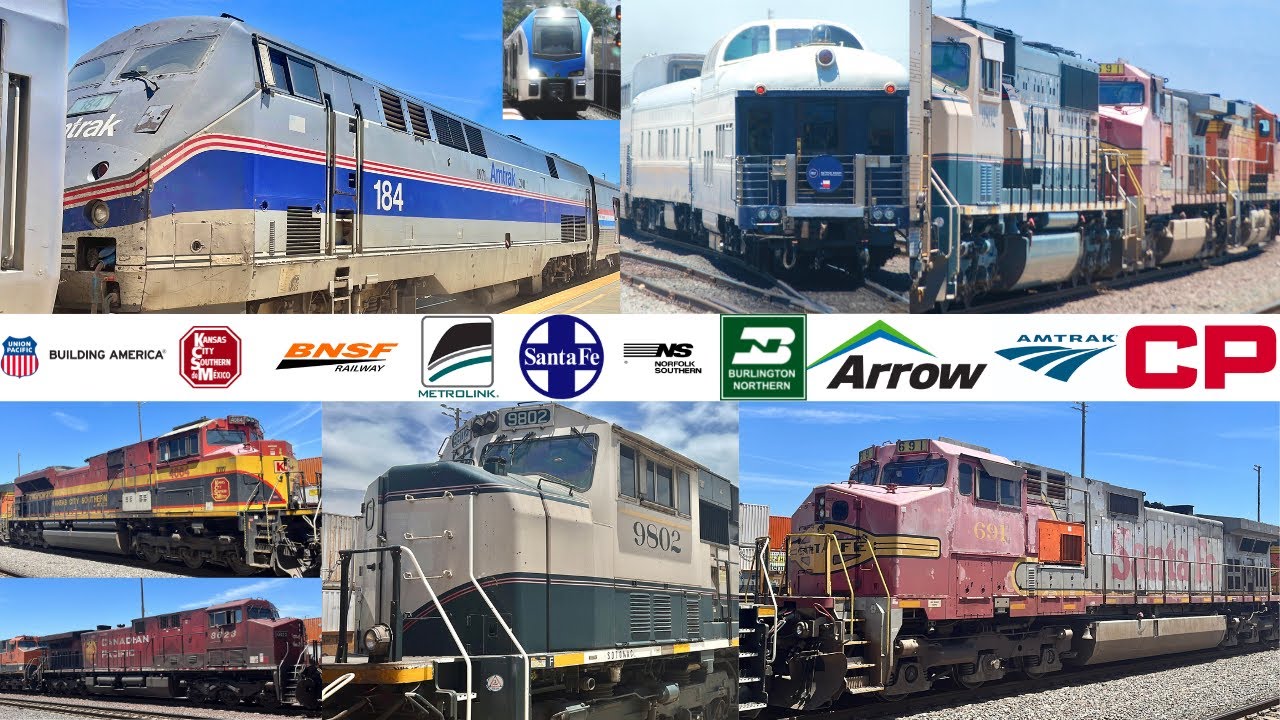 Railfanning San Bernardino, CA FT AMTK 184, SD70MAC, CP, NS, KCSM, Warbonnet, 7/8/2022