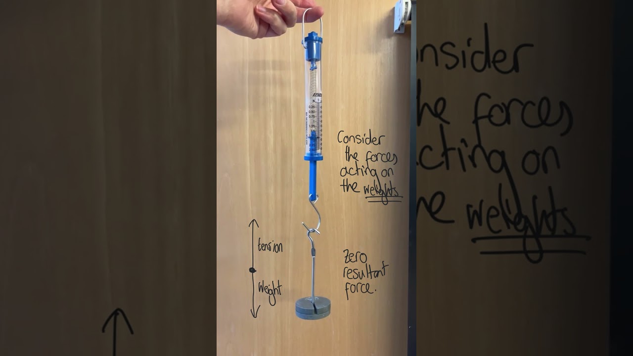 Moving the weights down - how will the force meter reading change?