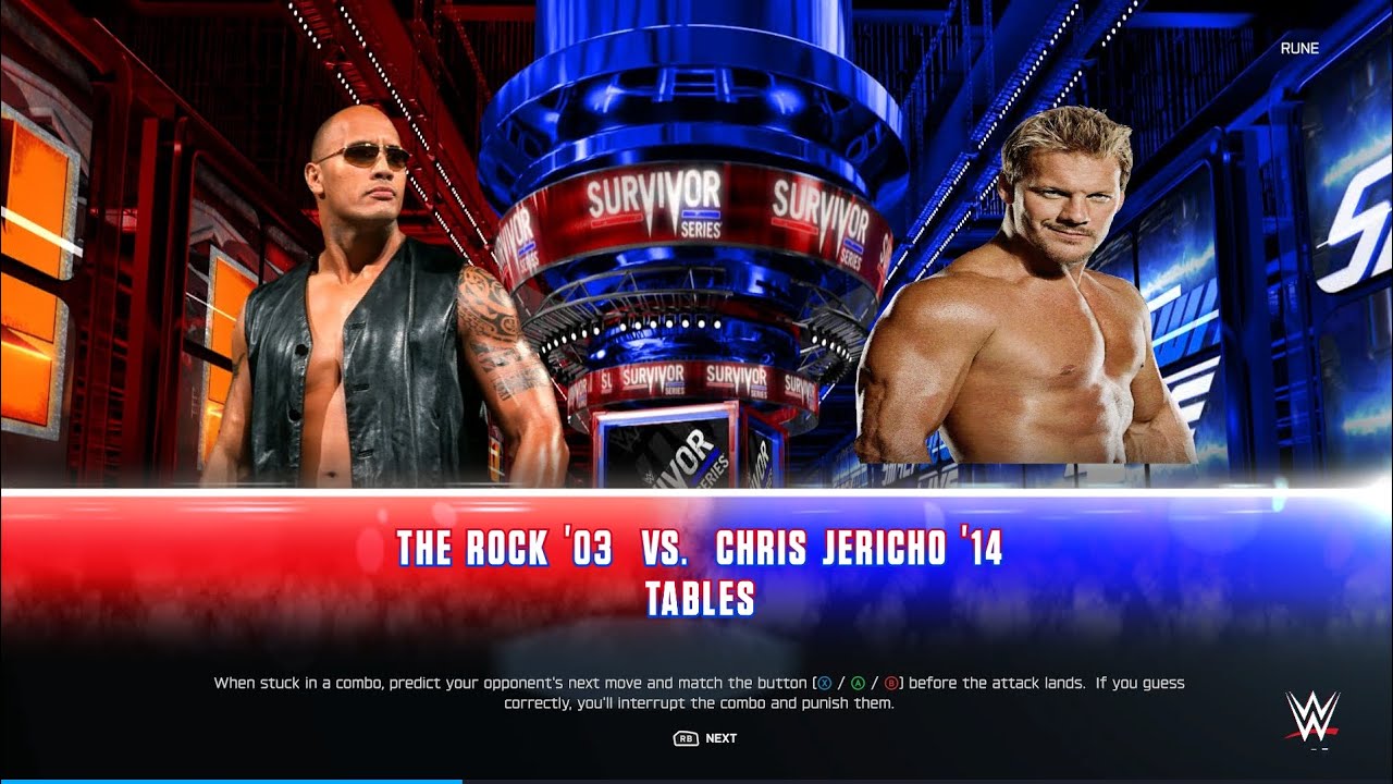 The Rock ’03 vs. Chris Jericho ’14 – Tables Match (WWE 2K)