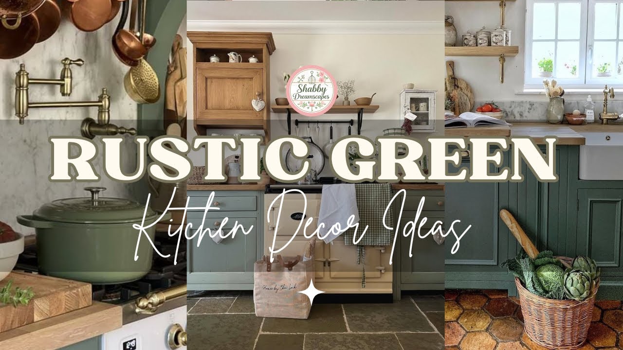 Natural Elegance: Rustic Green Kitchens with Wood Accents | Farmhouse Kitchen Decor Inspirations