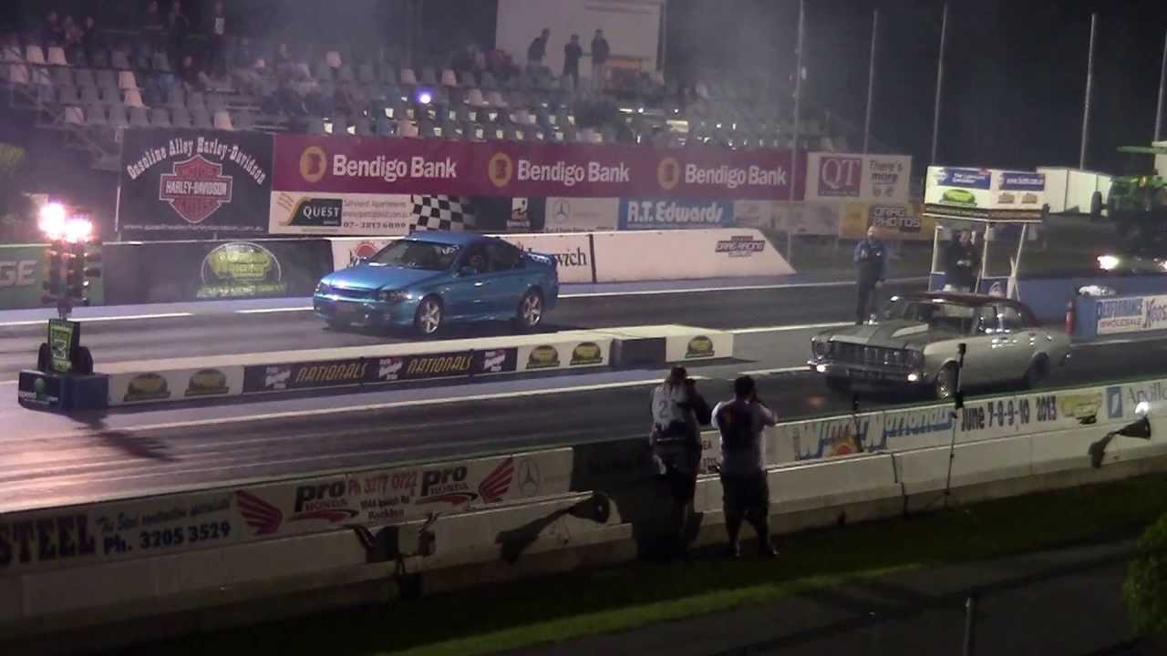 Xr6 Turbo 10.88 @ 124 vs V8 12.0 @ 113 willowbank test and tune16.5.2013