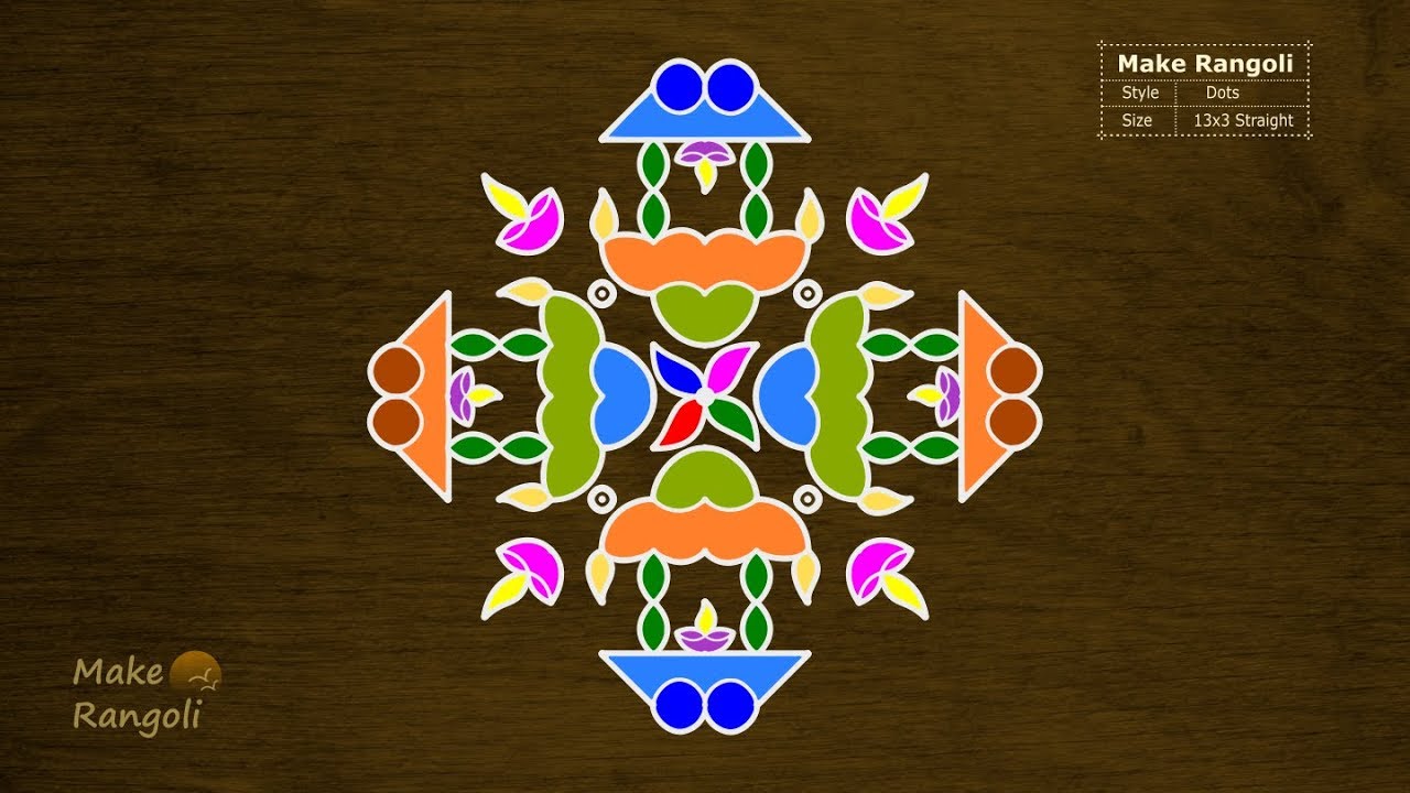 Small Ratham Muggulu with 13x3 dots | Rangoli For Diwali | Chukkala Muggulu