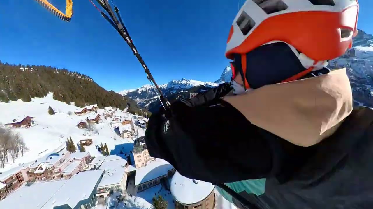 Full Paragliding Flight from Schiltgrat to Stechelberg | Flying Over Mürren & Gimmelwald