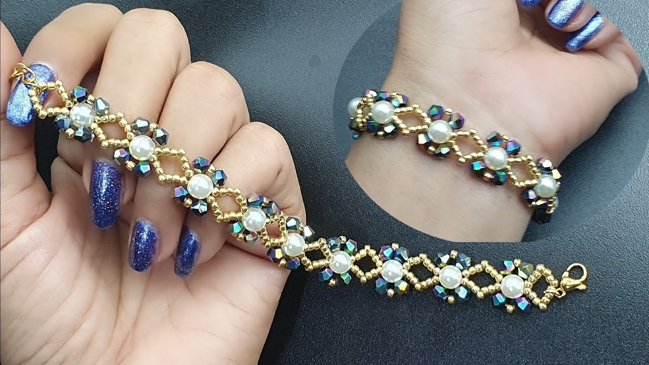 DIY Sparkling Pearl and Bead Bracelet | Easy and Elegant | Lyn diy #26