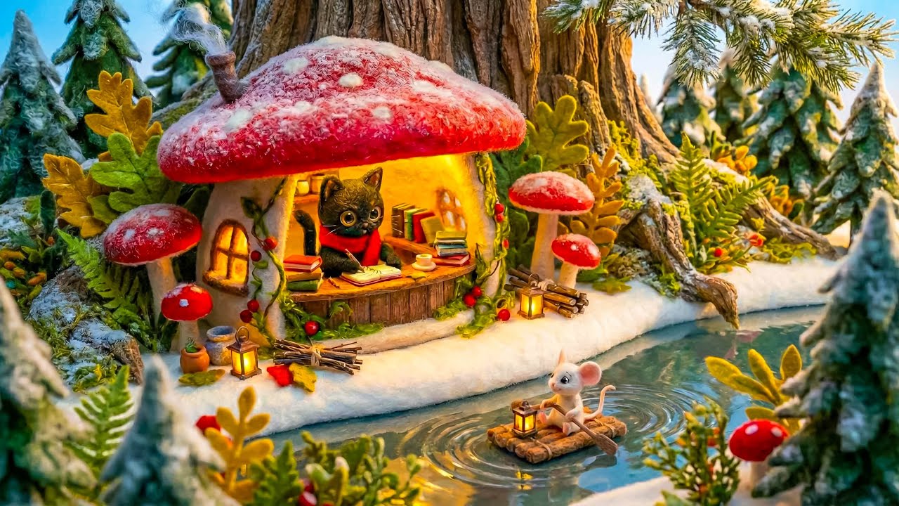 Mushroom House Lantern Lofi Jazz 🍄 Reading, Writing, Warmth