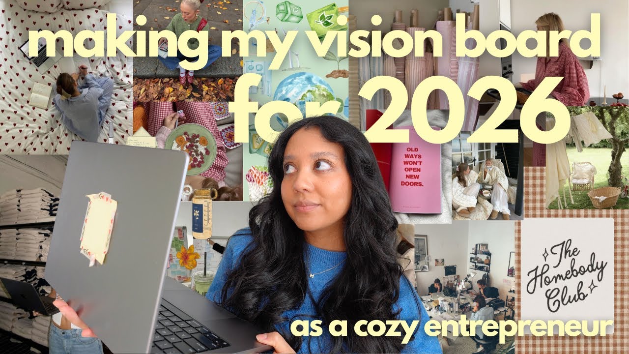 make my 2026 vision board with me as a cozy entrepreneur⭐️💻💭 realistic goals, balanced mindset