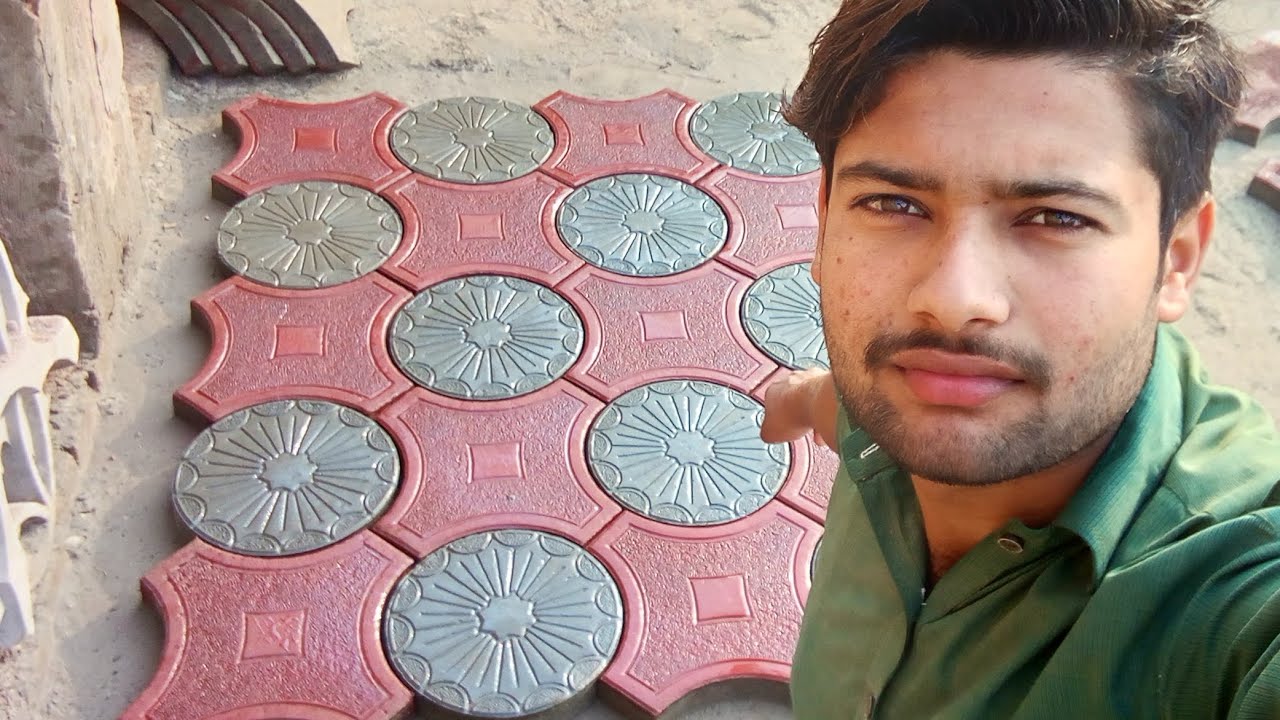 How to make cement tuff tile in Red+Gray colour//Making beautiful tuff tile// Amazing tuff tile....