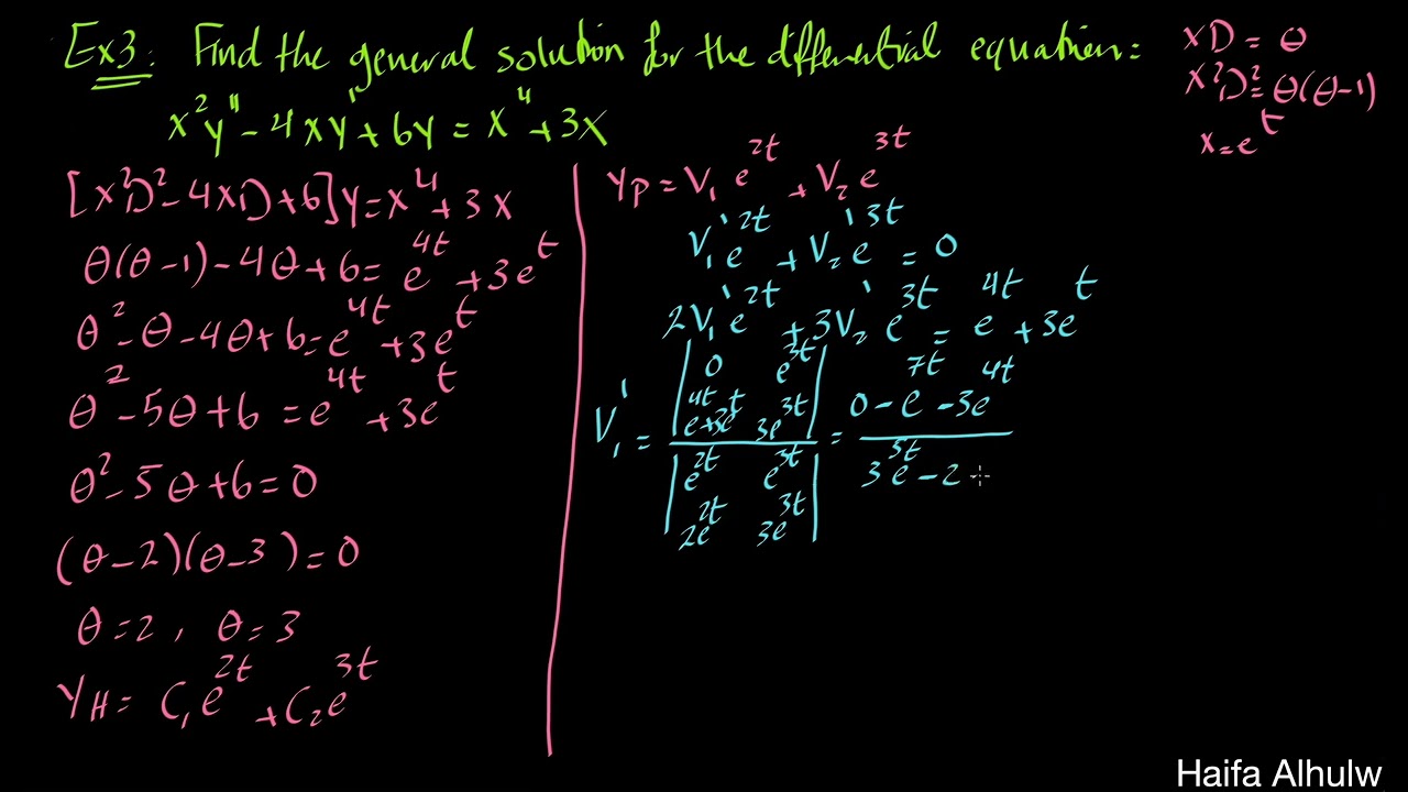 Euler Equation non-homogeneous (part2) -   معادلة اويلر غير المتجانسة- الجزء٢