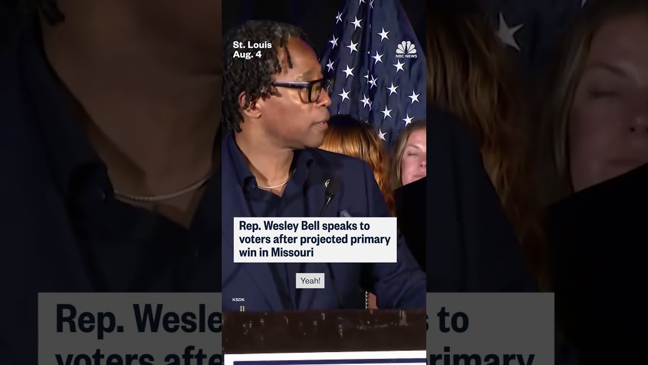 Rep. Wesley Bell talks to voters after projected primary win