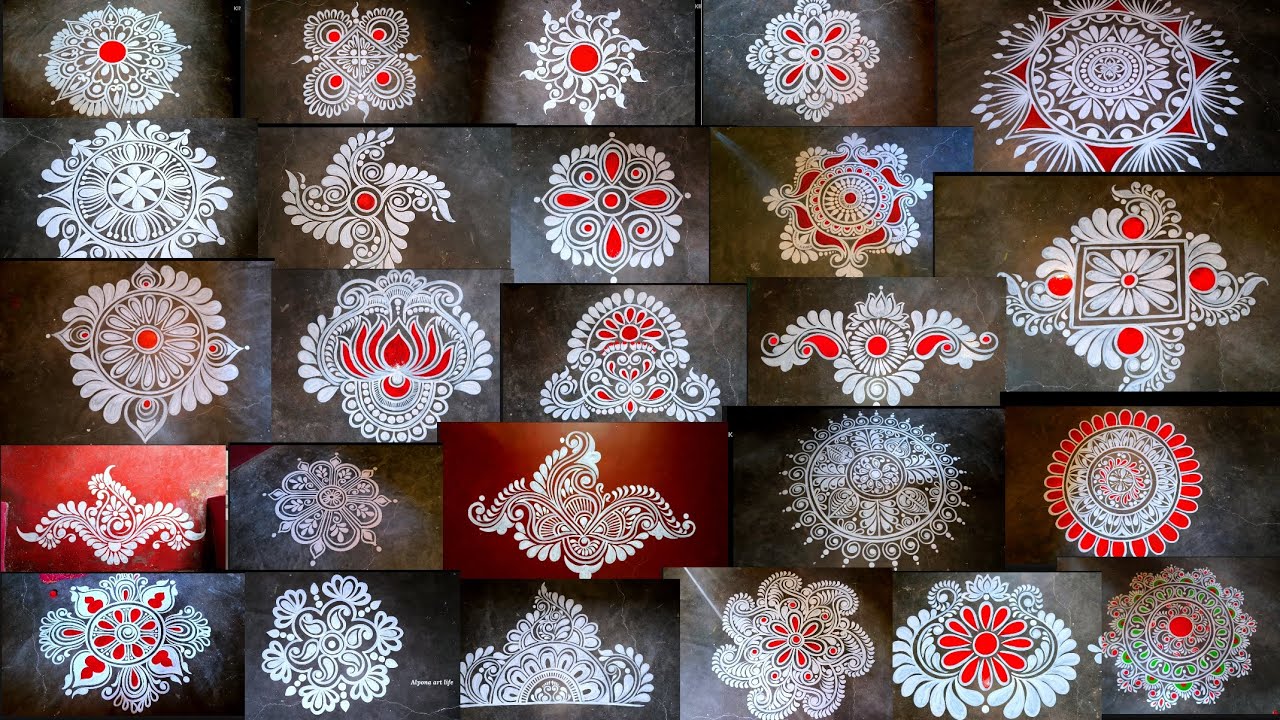 Top 25 new different types alpona designs/beginners alpona design/alpona design photos
