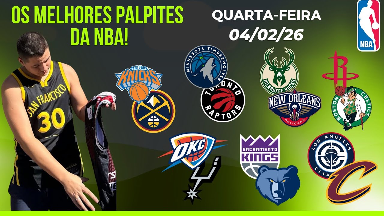 MELHORES PALPITES DO BASQUETE (NBA) DE HOJE 04/02/26 HOJE COM NOVIDADES !!! PONTUA&Ccedil;&Otilde;ES NAS PARTIDAS
