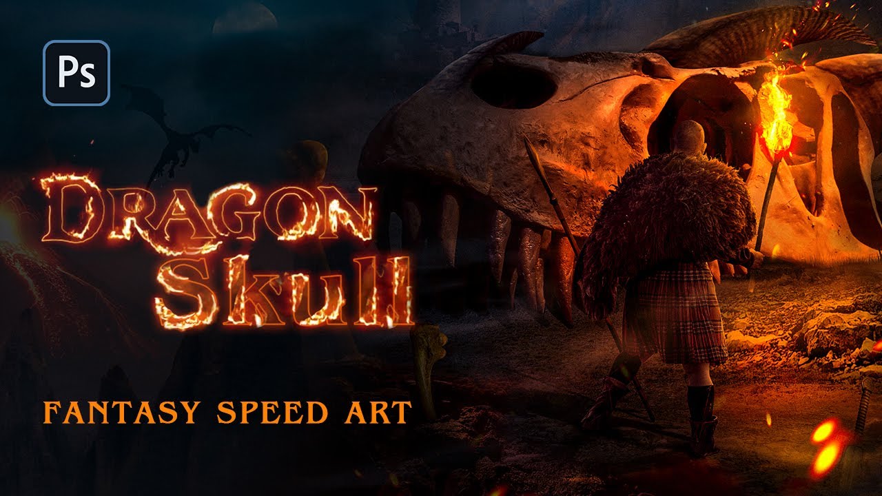 Making a Fantasy Dragon Skull in Photoshop – Monster Hunter Speed Art