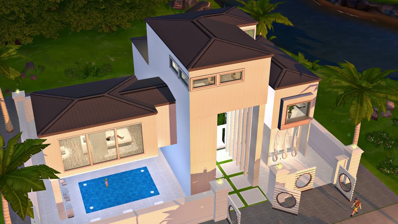 MODERN WHITE HOUSE WITH POOL | THE SIMS MOBILE | HOUSE BUILD #47