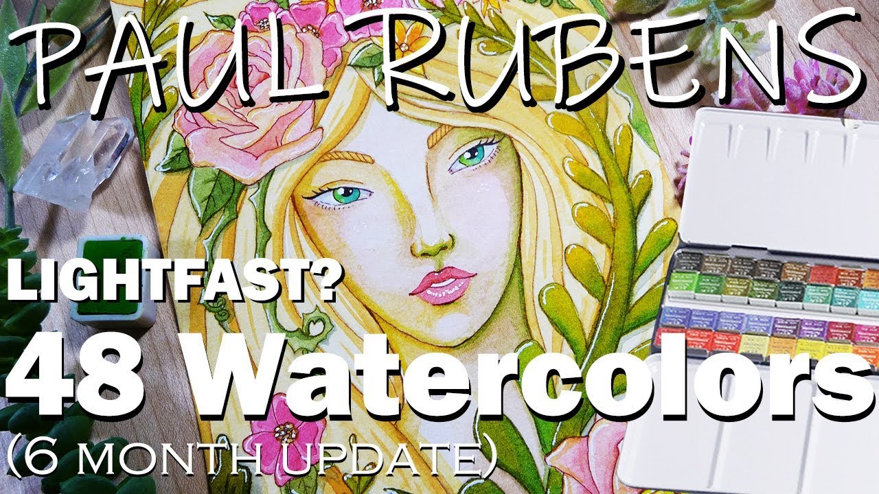 LIGHTFAST Test Update PAUL RUBENS 48 Watercolor Set Color Paint Chart Swatch Review New USA