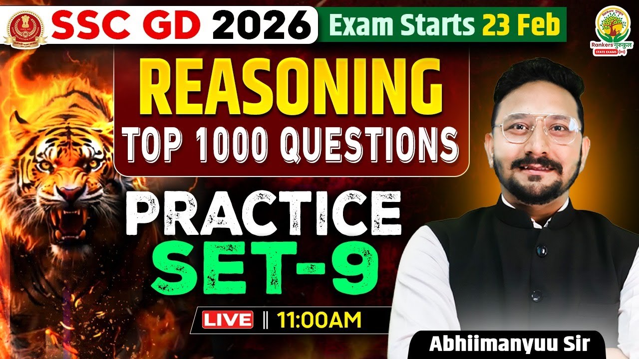 SSC GD 2026 | Reasoning | Top 1000 Questions | Practice Set - 9 | Abhimanyu Sir