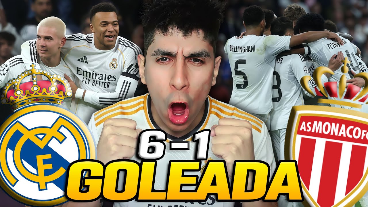 REAL MADRID APLASTA AL MONACO 6-1 - VINI JR MVP