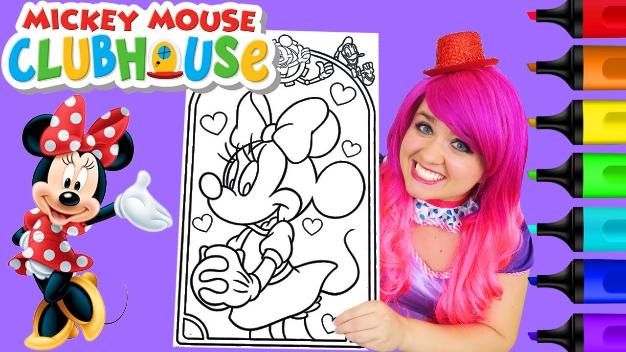 Coloring Minnie Mickey Mouse Clubhouse Coloring Book Page Colored Paint Markers | KiMMi THE CLOWN