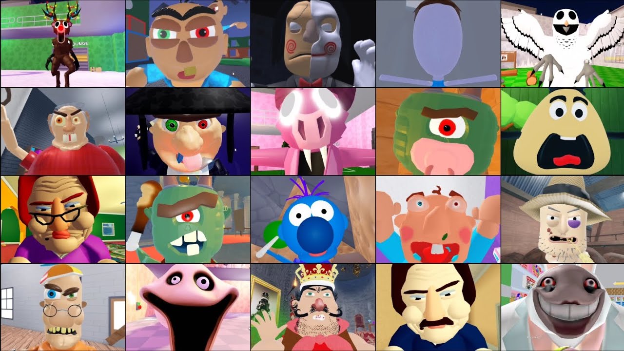DHUURS,ALIEN,BEBO,BILLY, BOBBY,TIM'S FARM, TEAM SCHOOL,BERRY,YUMMY'S SUPERMARKET ROBLOX JUMPSCARE'S 