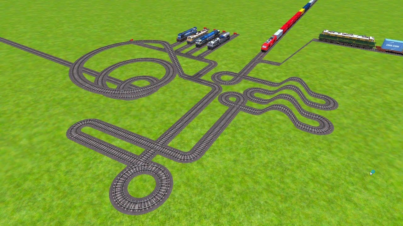 AI RAILS PASSING FROM SPRINGS CIRCLES RAILROAD TRACKS ZIG ZAG TRACKS/ train wold5 