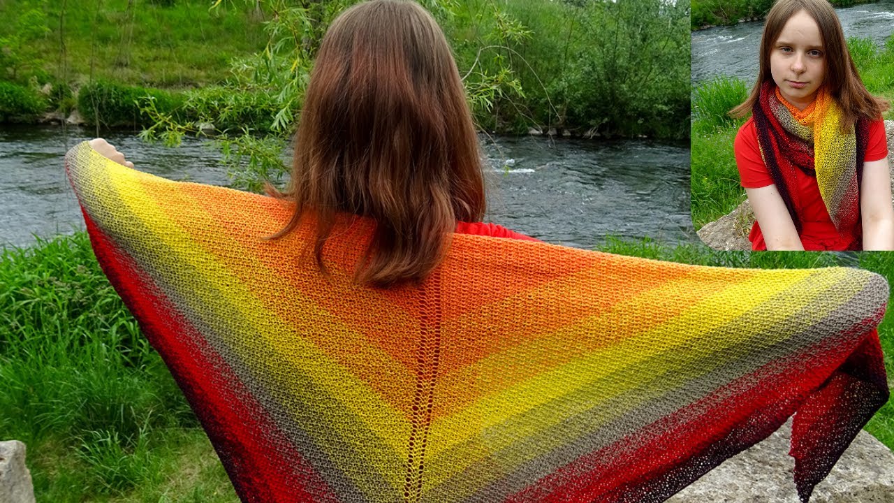 Dreiecktuch stricken /Sonnenaufgang Dreicktuch stricken / Maschenschäfchen