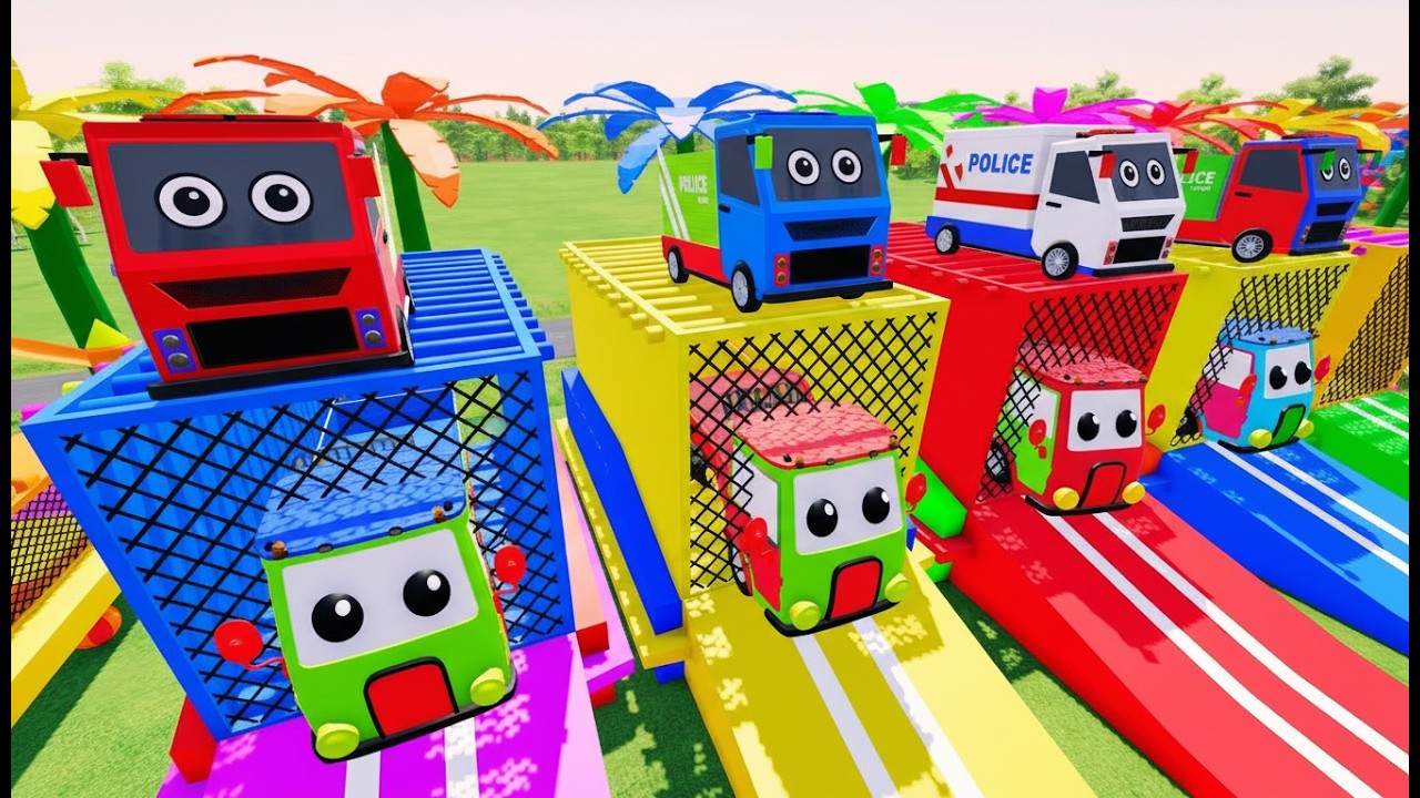 Amazing Color Garage – ALL POLICE TRUCKS Transported by BIG FLATBED TRUCK