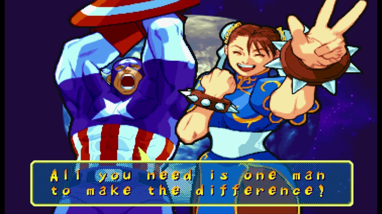 Marvel VS Capcom 1 - Captain America/Chun-Li - Expert Difficulty Playthrough