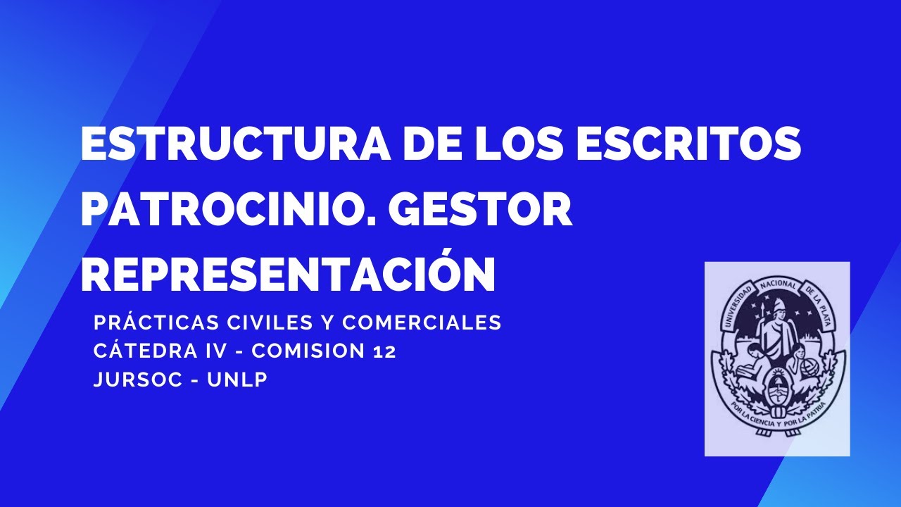 Estructura de los escritos. Copias. El cargo. Patrocinio y representación. Gestor procesal