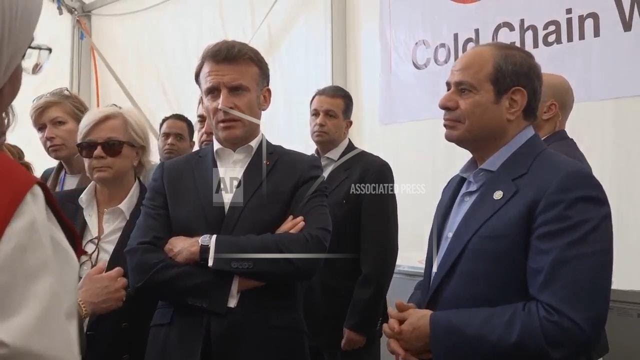 Egyptian and French presidents visit injured Palestinians in El Arish hospital
