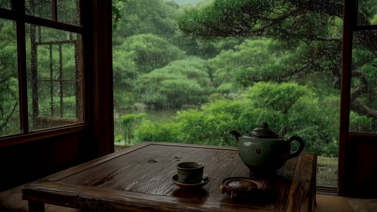 Peaceful Music with Rain Sounds in Warm Bedroom - Healing Of Stress, Anxiety and Deep Sleeping