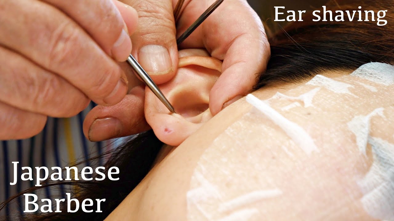 🇯🇵 Japanese Barber / Straight razor ear shave / Ear cleaning  🇯🇵