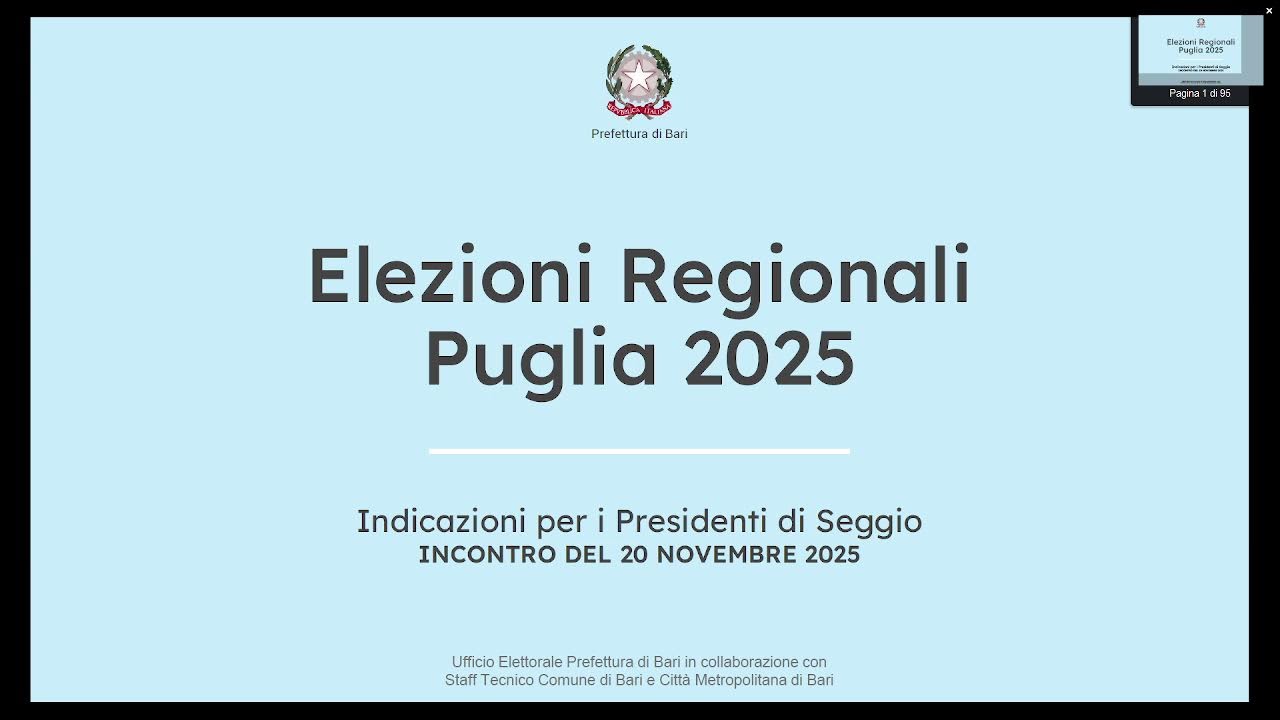 Elezioni regionali 2025 - Istruzioni presidenti di seggio