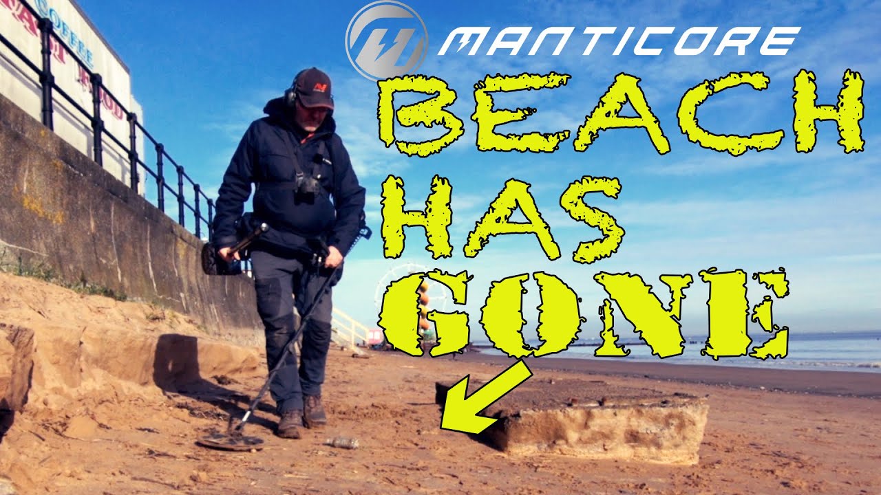Minelab Manticore metal detecting a beach that has been stripped