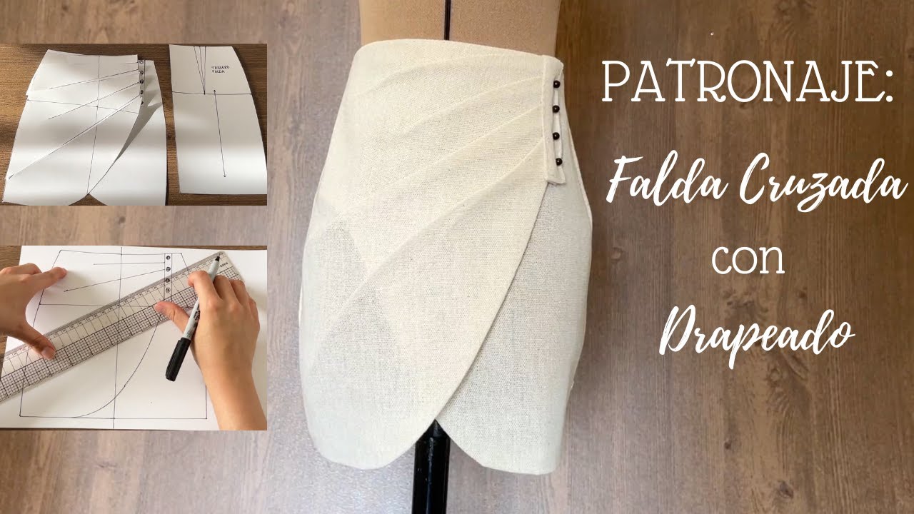 PATRONAJE: Falda Drapeada Cruzada con Botones