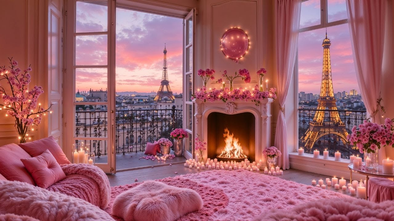 Romantic Valentine’s Snow Porch at Night 💕❄️🔥 Cozy Fireplace & Soft Jazz for Sleep, Calm & Chill