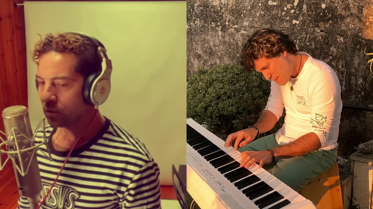 David Bisbal ensayando la necesidad con su compañero Gabriel Peso.