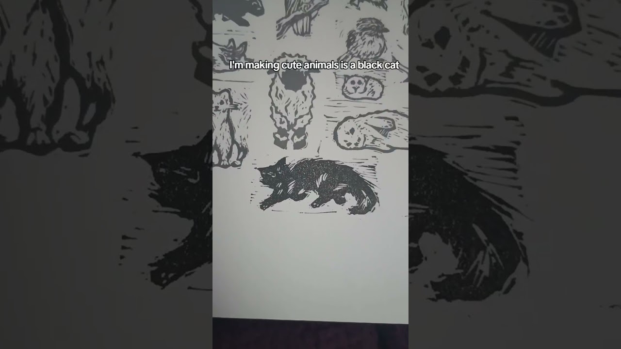 #littleguy #art #eraserprint #busyhands #thinkingthoughts #stillsad #blackcat #cat
