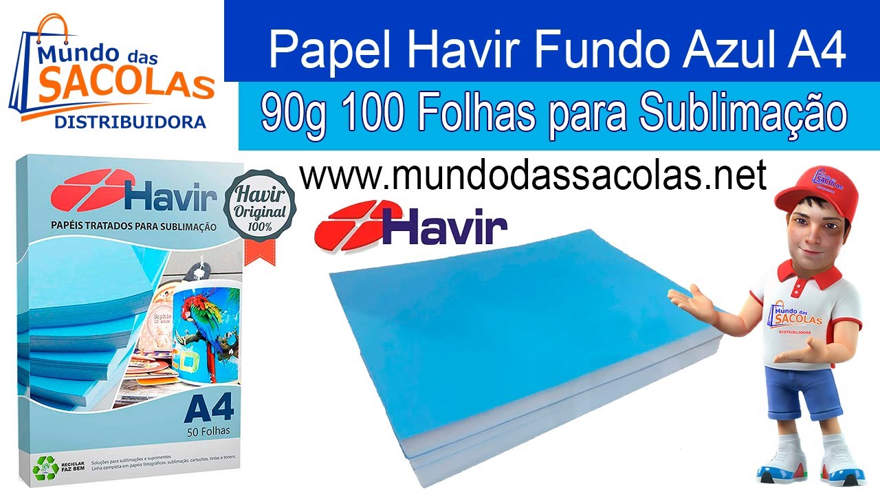 Papel Havir Fundo Azul A4 90g 100 Folhas para Sublima&ccedil;&atilde;o