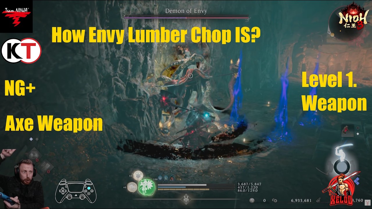 Nioh 3 | Demon of Envy Vs. Axe | NG+ Level 1 Weapons