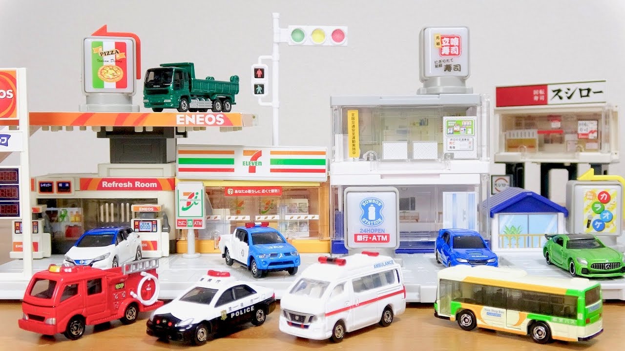 トミカタウン ビルドシティ に丁度良い！？ 光るミニ看板コレクション２ 全５種 ガチャ コンビニや寿司屋 色んなお店があります☆tomica